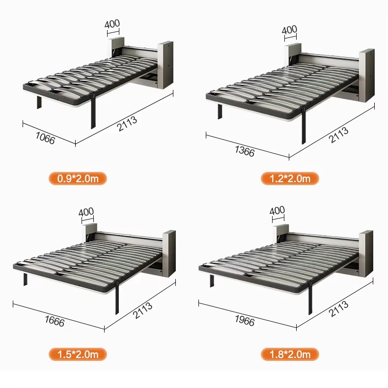 Queen king size horizontal murphy folding wall bed