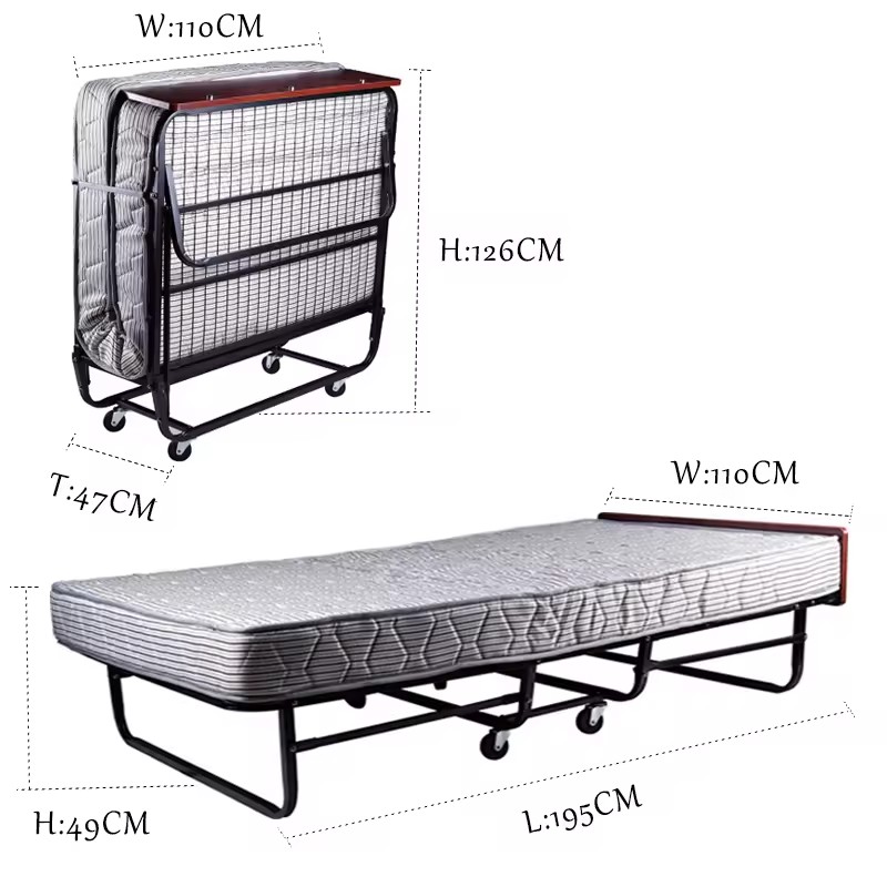 Hotel simple single double portable folding bed china folded bed