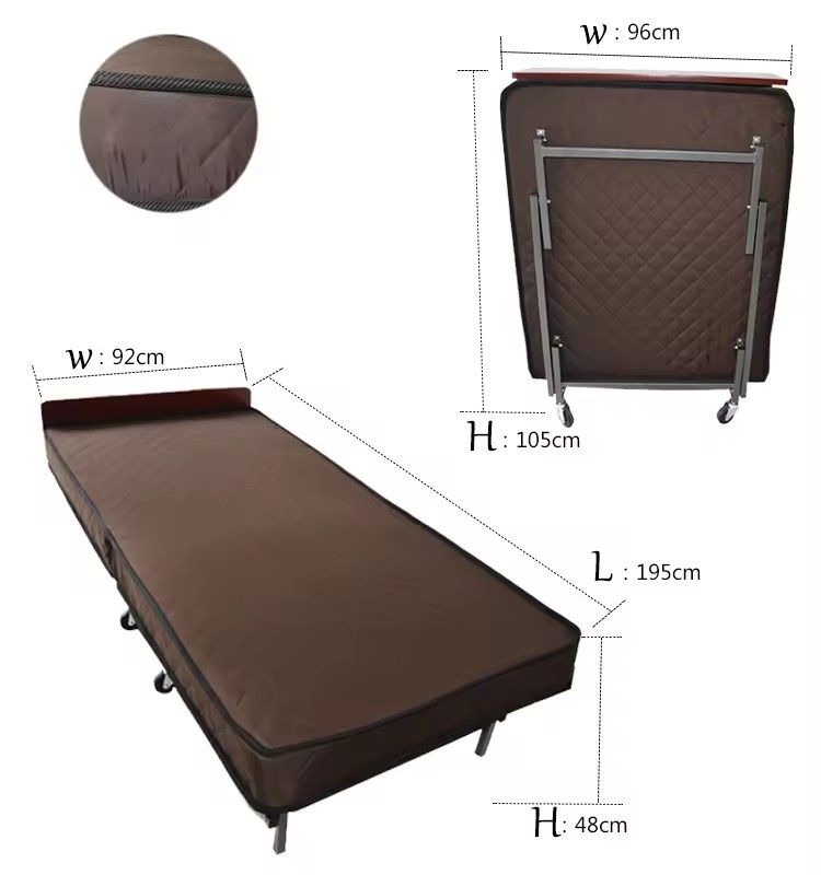 Hotel simple single double portable folding bed china folded bed