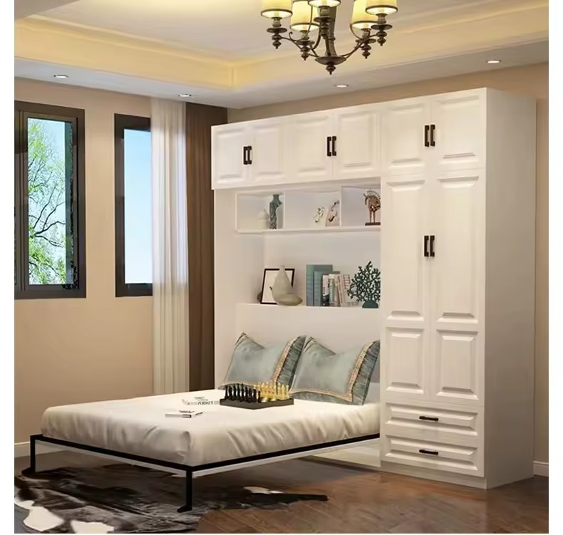 Modern hidden bed wall saving space queen size murphy folding wall beds