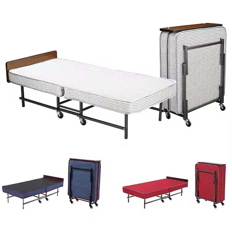 Steel metal double size folding foam beds