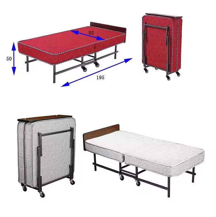 Steel metal double size folding foam beds