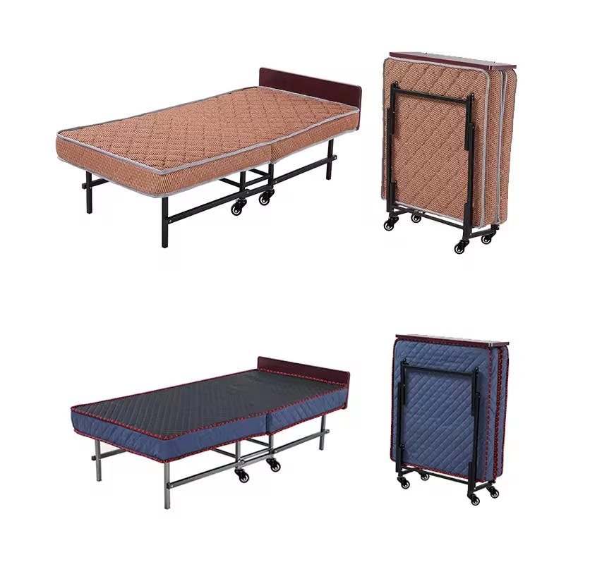 Steel metal double size folding foam beds