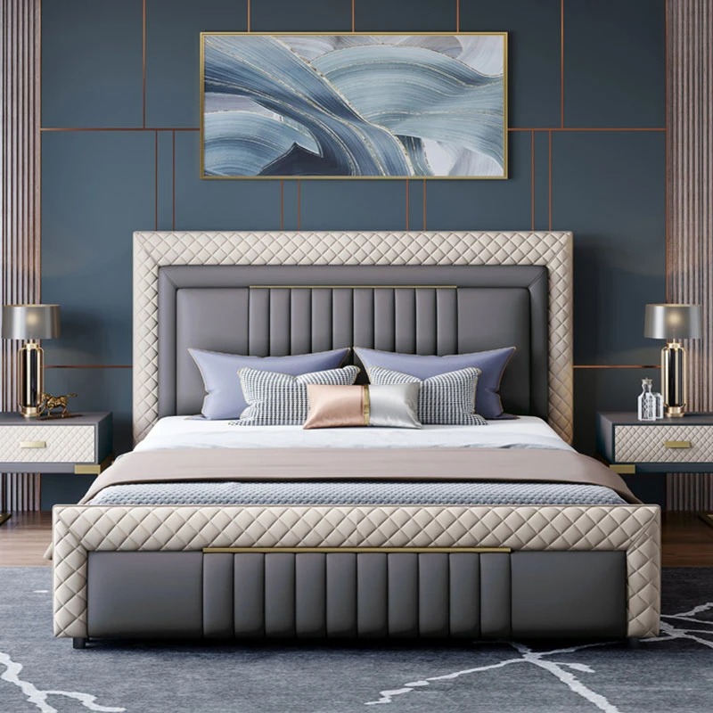 Luxury Wholesale Factory Queen Bedroom Double Leather Cheap Bed Hotel Furniture