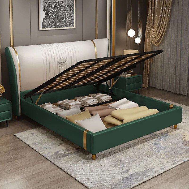 Leather Storage Luxury Bedroom Furniture Set up-Holstered Beds