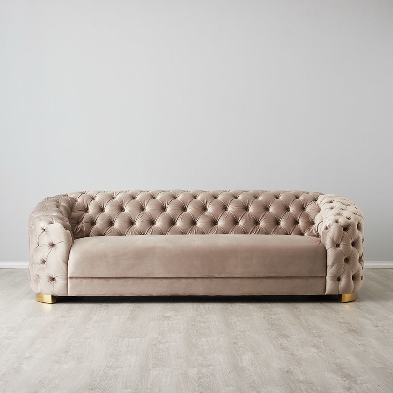 High Quality Luxury Customized Made Gold Steel Fabric Modern Sofa