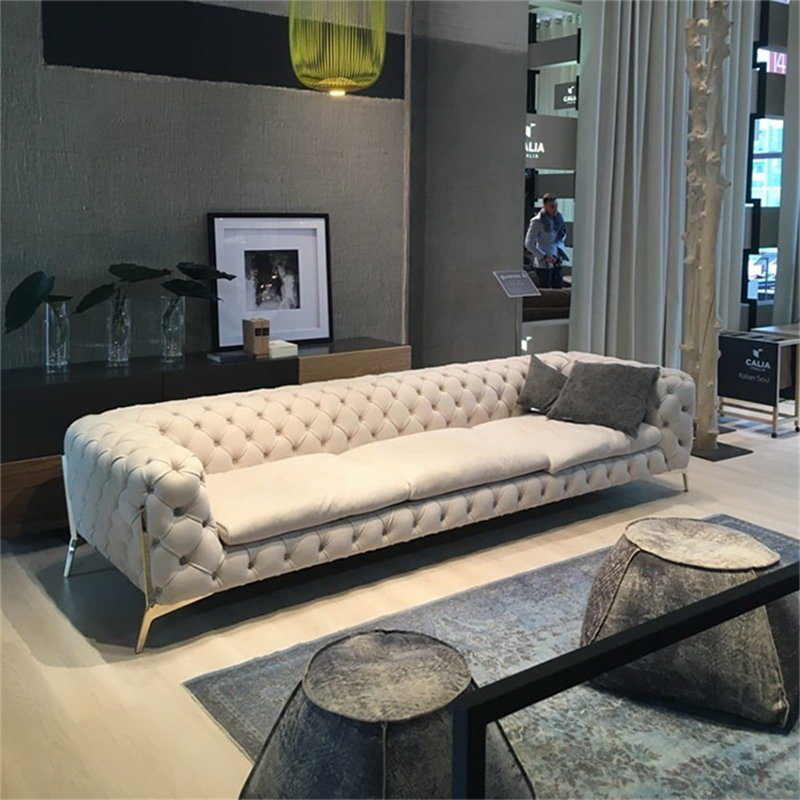 Foshan Furniture Living Room Furniture Italian Tufted Fabric Luxury Sofa