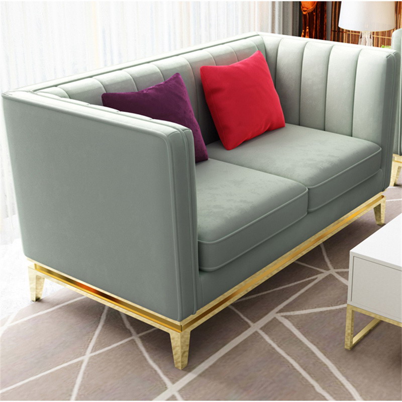 High Quality Luxury Customized Made Gold Steel Fabric Modern Sofa