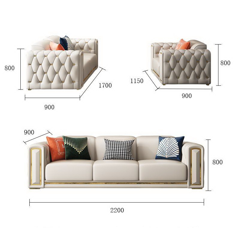 Leather tufted sofa set modern U-shaped living room furniture