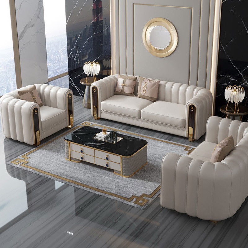 Italian leather combination sofa living room furniture modern i-shaped sofa