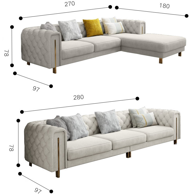 Modern Living Room Furniture White Chesterfield Fabric 1 2 3 Seater Corner Sofa 