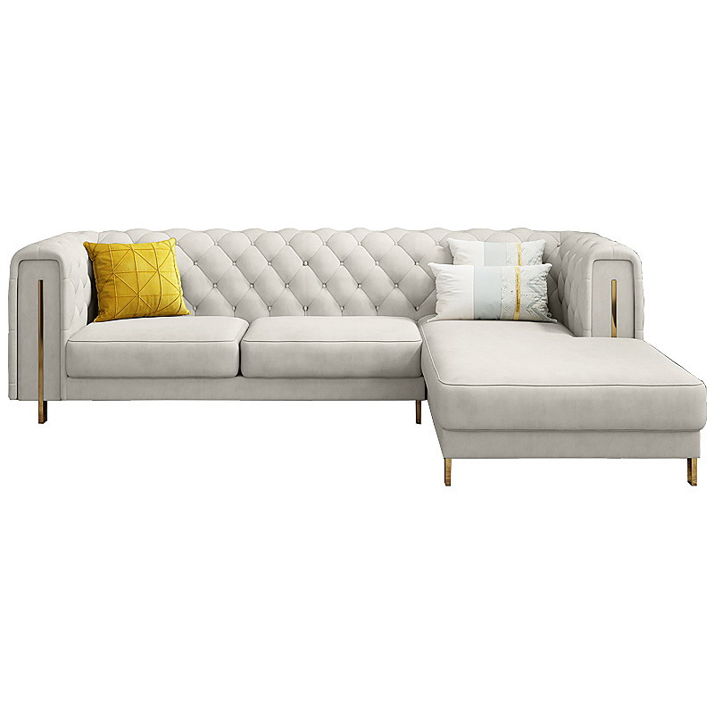 Modern Living Room Furniture White Chesterfield Fabric 1 2 3 Seater Corner Sofa 