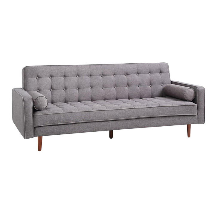 Folding three seater small fabric sofa bed